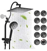 Hibbent cUPC Certified All Metal 10" Rainfall Showerhead Combo, High Pressure Shower Head with 10...