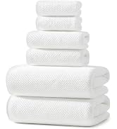 REDKISS Ultra Soft 6 Piece Towel Set, Premium White Towels for Bathroom, Highly Absorbent, Quick ...