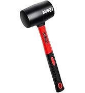 LOZAGU 8 oz Rubber Mallet Hammer, Fiberglass Handle, Rubber Mallet for Flooring, Tent Stakes, Woo...