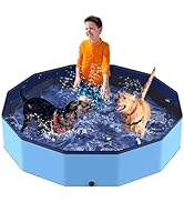 Foldable Dog Pool, Pool for Kids, 57" Dog Washing Tub for Large Dog, Non-Slip Kiddie Swimming Poo...