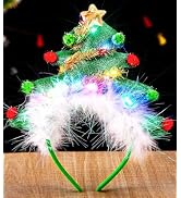 Uranian Light Up Christmas Headbands LED Xmas Tree Hairbands Christmas Tree Costume Headwear Glow...
