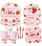 Strawberry Baby Shower Decorations, 150Pcs A Berry Sweet Baby is on the Way Decorations Tableware...