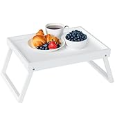 Bamboo Bed Tray Table with Folding Leg, Breakfast in Bed Tray for Eating,Kitchen Serving, Food, S...