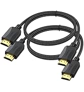 HDMI Cable 3 ft, 2-Pack, Braid HDMI Cord Type High Speed with Ethernet, Supports HDMI 2.0 4K 60hz...