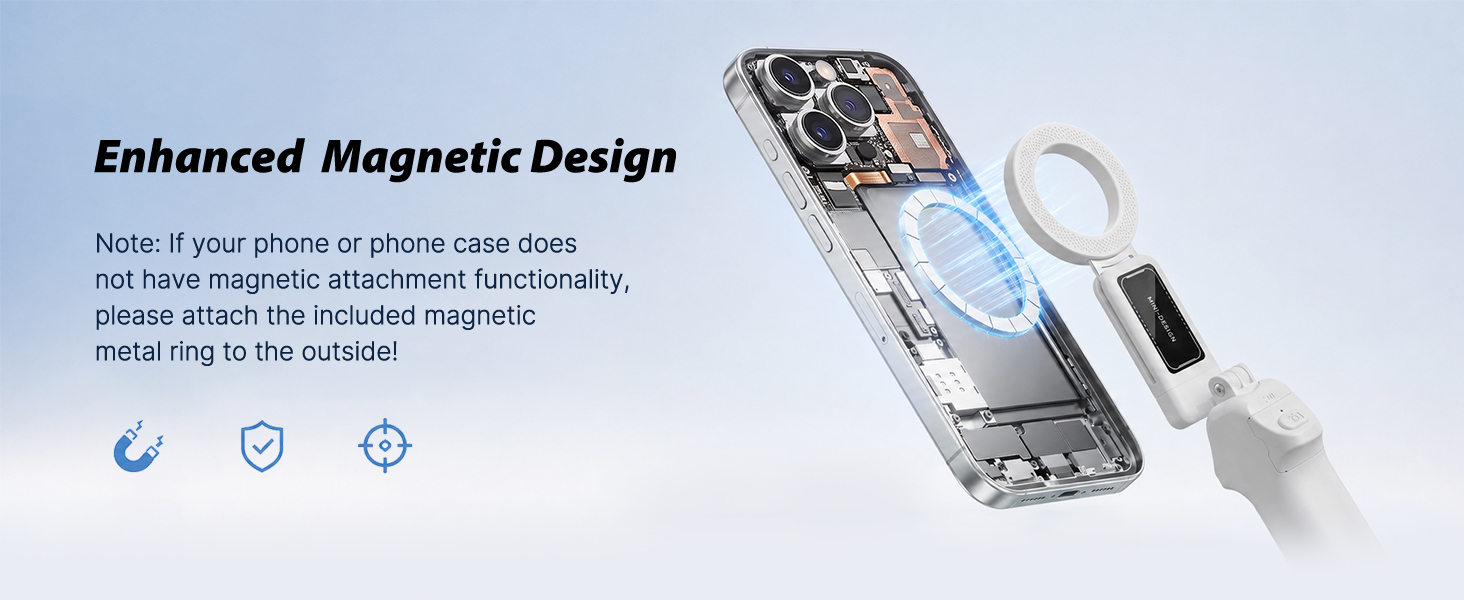 Magnetic Selfie Stick Tripod,Phone Camera Grip