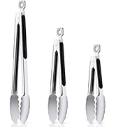 Kitchen Tongs for Cooking - 7 Inch &amp; 9 Inch &amp; 12 Inch Heat Resistant Stainless Steel Grilling Ton...