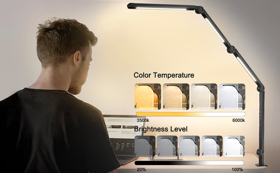 LED folding rotary table lamp Brightness and color temperature can be adjusted by touch