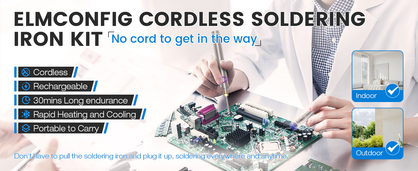 ELMCONFIG CORDLESS SOLDRING IRON KIT SOLDER SET