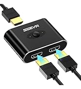 HDMI Switch,4K@60hz HDMI Splitter, SGEYR Black Aluminum HDMI Switcher 2 in 1 Out, HDMI 2.0 Bi-Dir...
