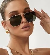 LASPOR Retro Oversized Square Sunglasses for Women Men Vintage Shades UV400 Large Metal FrameSung...