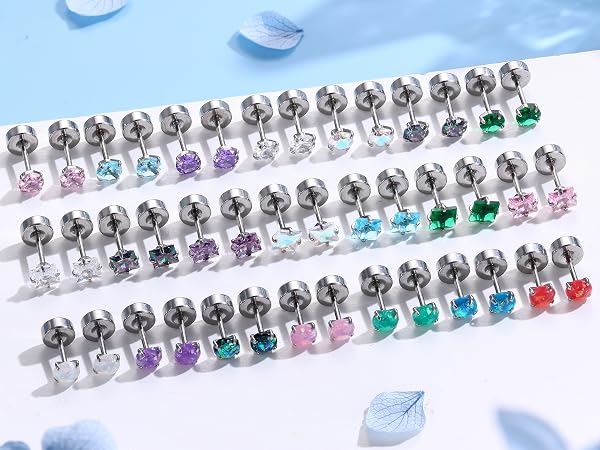 Hypoallergenic Surgical Steel Earrings - Flat Back Stud Earrings for Women