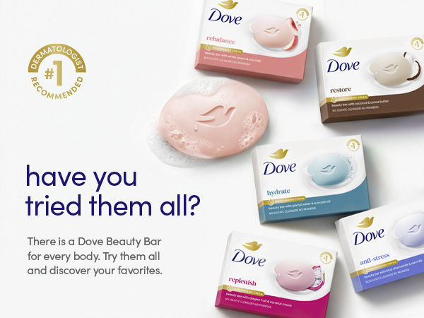 Dove Beauty Bars range displayed alongside messaging encouraging users to try all variants