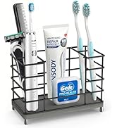 Toothbrush Holder with Quick Drying Mat—Toothbrush and Toothpaste Holders for Bathrooms—5 Slots O...