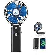 KIBEE Portable Handheld Fan, 5200mAh USB Rechargeable [20H Max Runtime] with Power Bank, Foldable...