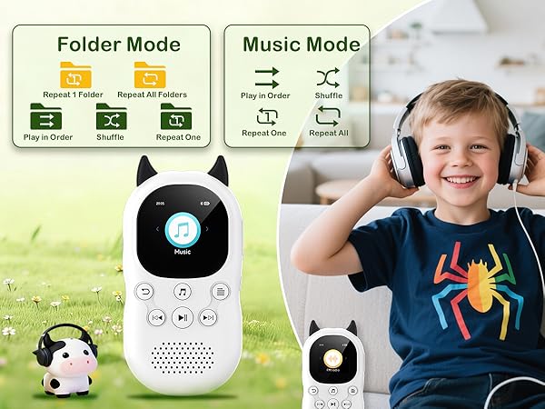 64GB Cute MP3 Player for Kids - Cartoon Portable Music Player, Child MP3 Player with Bluetooth
