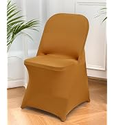 CYFFPKMN 10 Packs Gold Spandex Stretch Folding Chair Covers for Wedding Party,Universal Fitted Wa...