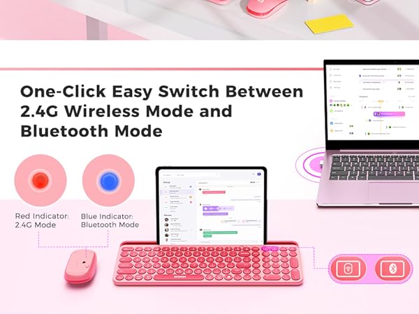 Bluetooth keyboard and mouse combo for ipad iphone tablet cute keyboard multi device keyboard