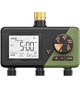 Diivoo Brass 3 Zone Sprinkler Timer, Programmable Hose Timers for Watering 3 Outlet with Large Di...