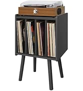 Record Player Stand, Vinyl Record Storage Table with 4 Cabinet, Mid Century Modern Turntable Stan...
