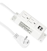 Power Strip with USB, BTU Wall Mount Power Outlet with 2 AC Outlets, 2 USB Ports, 6.56ft Extensio...