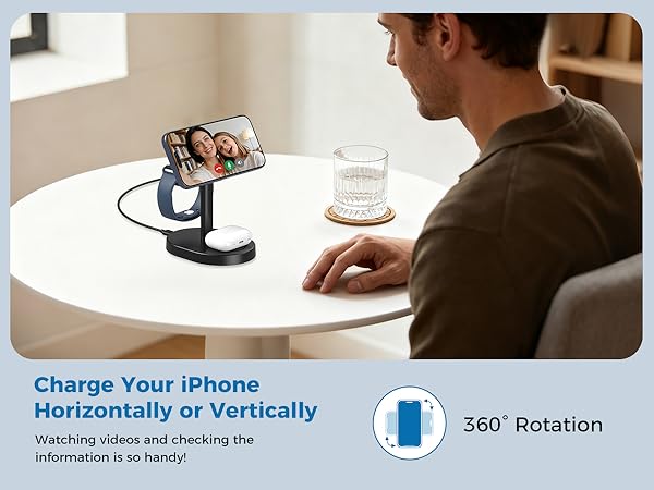 magsafe charger stand 3 in 1 magnetic wireless charging station apple watch iphone 17 16 15 airpods