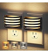 JandCase LED Night Lights Plug into Wall, [2 Pack] Night Light with 3 Colors 3000K-5000K-Amber, 3...