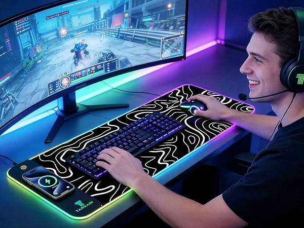 TARKARI Magnetic Wireless Charging RGB Mouse Pad