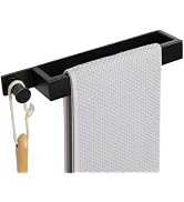 Sayayo Self Adhesive Towel Bar with Hook, 12 Inch Matte Black Towel Rack for Bathroom, Stick on T...