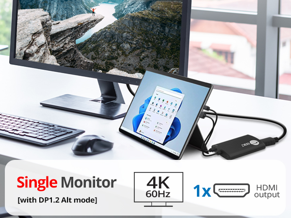 siig cedp0l11s1 mini displayport 1.2 to 2 port hdmi mst splitter single monitor mobile