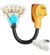 MECMO 30 Amp to 20 Amp 110V RV Distribution Adapter NEMA TT-30P Male to 3X 5-15R/5-20R, 30 Amp to...