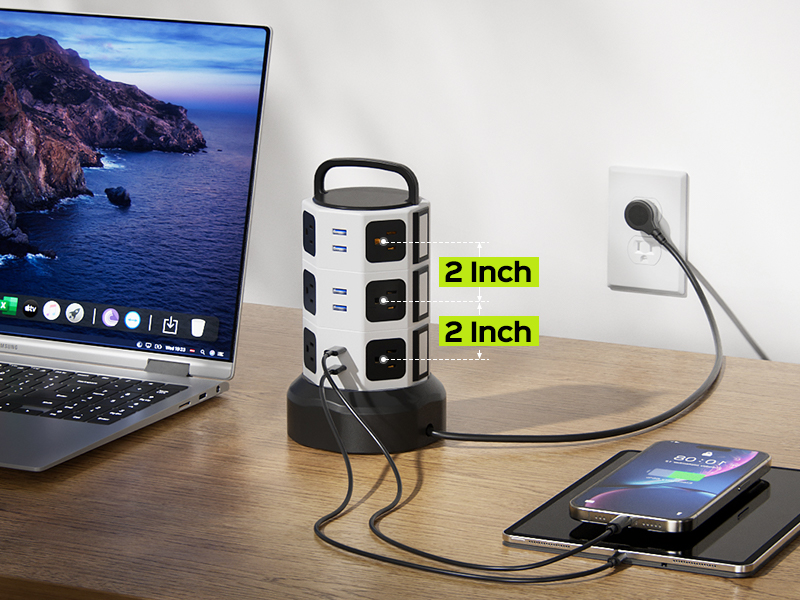 super wide outlets power strip with usb ports
