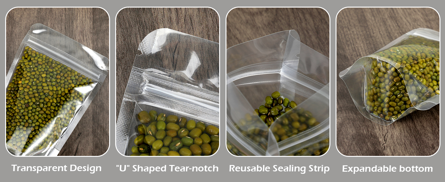 clear stand up pouches