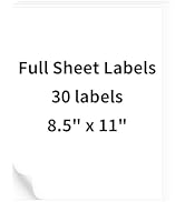 OnlyPaper 30 Sheets 8.5" x11" Full Sheet Shipping Labels, Printable Sticker Paper, Matte, Letter ...
