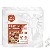 Reusable Vacuum Sealer Bags 12 Pack (11.8"x13.4") with 2 Clips, BPA-Free Vacuum Zipper Bags for F...