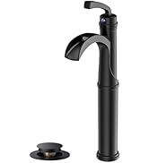 Forious Black Bathroom Faucets, Tall Waterfall Bathroom Faucet Single Handle One Hole Deck Mount ...