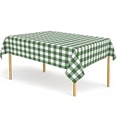 CINSOEN 2 Pack Sage Green and White Checkered Tablecloth Green Gingham Plastic Table Cloths for P...