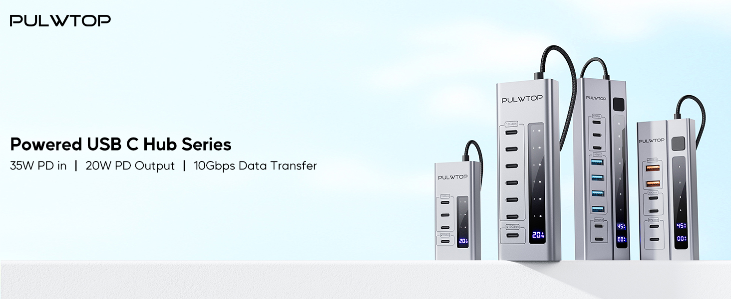 Powered USB C Hub,7 in 1 USB C Hub