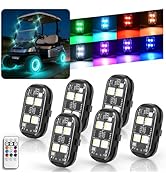 10L0L Golf Cart Rock Light Kit, 6PCS Wireless LED Strobe Lights with Remote, High Brightness 8 Co...