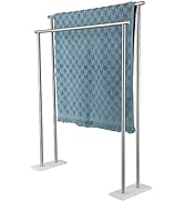 JQK Bath Towel Bar Free Standing Brushed, 30 Inch Stand Double Towel Rack Holder Shelf for Bathro...