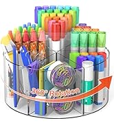 Mefirt Acrylic Pen Holder, Large 360 Degree Rotating Pen Organizer, Rotating Desk Organizer Acryl...