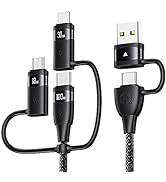 100W USB C Multi Charging Cable, USAMS 6.6FT 5-in-1 5A Fast Sync Charger Adapter Nylon Braided Ty...
