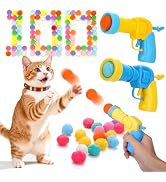 Mity rain 102PCS Cat Ball Launchers &amp; Pom Pom Balls Interactive Cat Toy Set | Safe Soft Plush Kit...