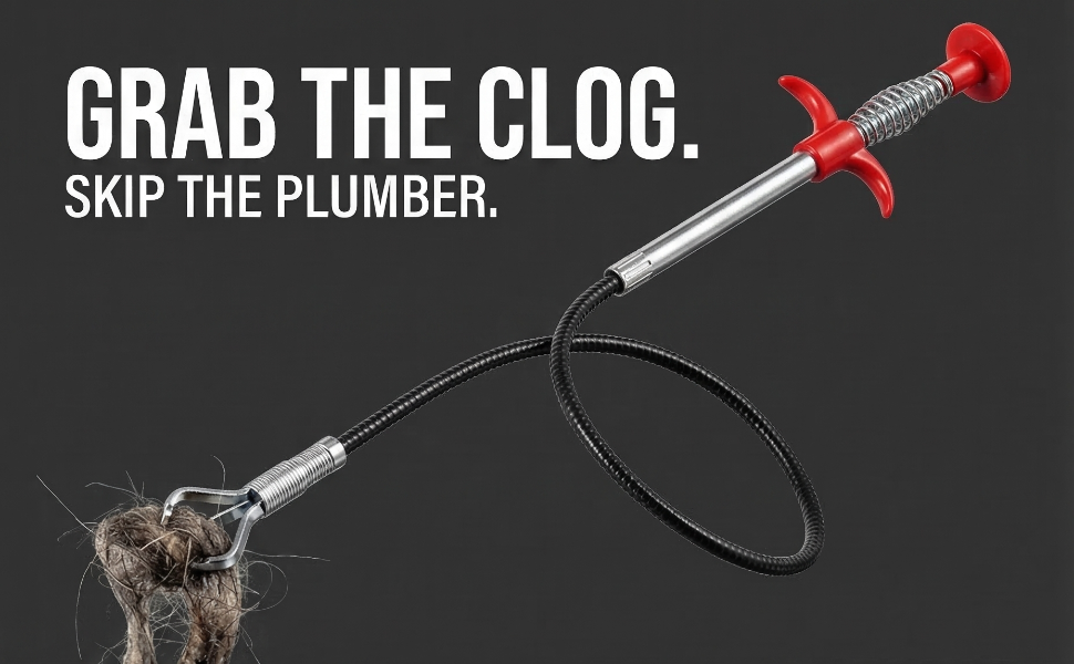 Drain clog remover claw grabber long reach picker for kitchen sink shower and bathtub pipes