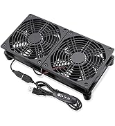 GDSTIME Quiet Router Fan Cooler with 3 Speed Control, L/M/H, DC 5V USB Powered Dual 120mm Compute...