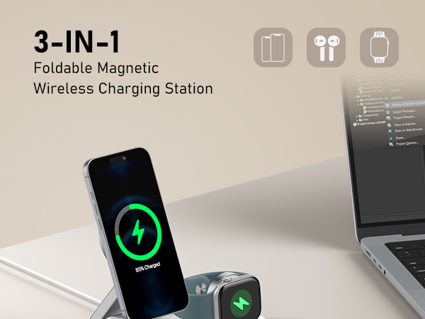 foldable 3 in 1 wireless charging station