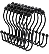 Bathway Shower Curtain Hooks Shower Curtain Rings Black Shower Curtain Hooks RustProof Smooth Met...