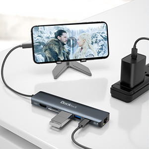 High quality aluminium dark grey USB C hub HD HDMI connection USB 4K 60Hz PD 3.0 adapter anchor hub 