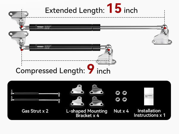 Extended Length:15inch Compressed Length:9 inch