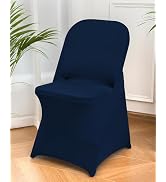 CYFFPKMN 10 Packs Navy Blue Spandex Stretch Folding Chair Covers for Wedding Party,Universal Fitt...