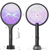 YISSVIC Electric Fly Swatter 4000V Bug Zapper Racket Dual Modes 2PCS with Purple Mosquito Light